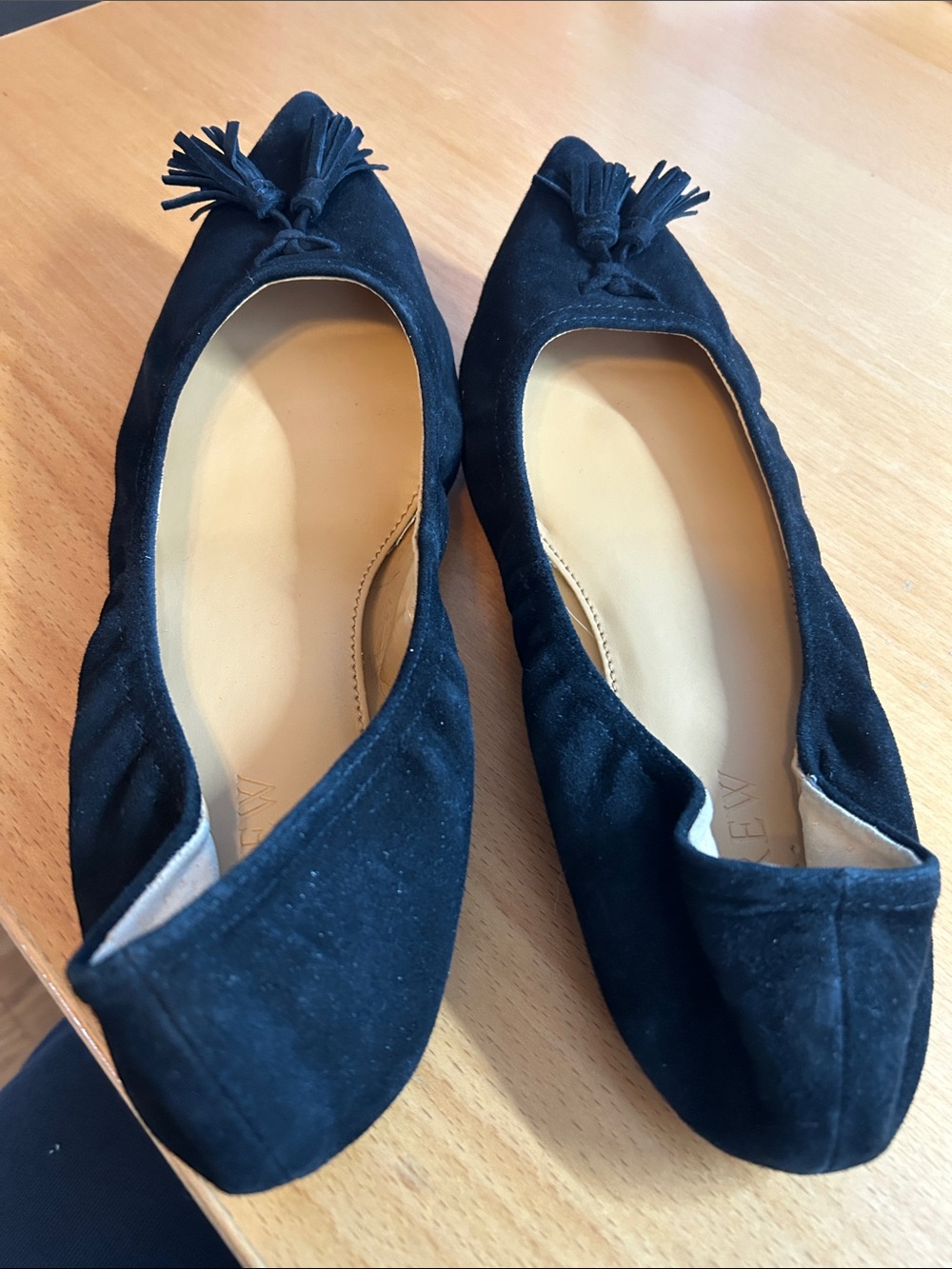 J Crew Black Suede Tassel Ballet Flats - Women's